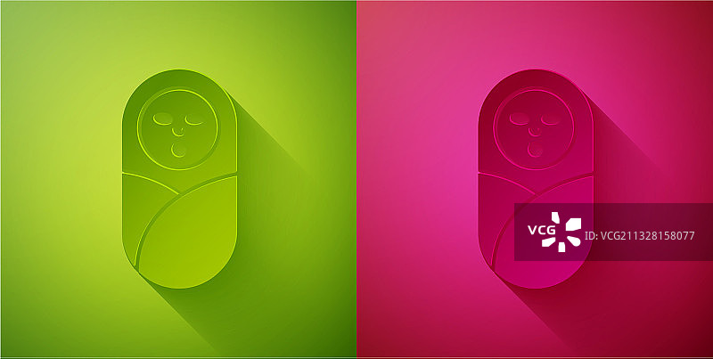 剪纸风格襁褓新生儿图片素材