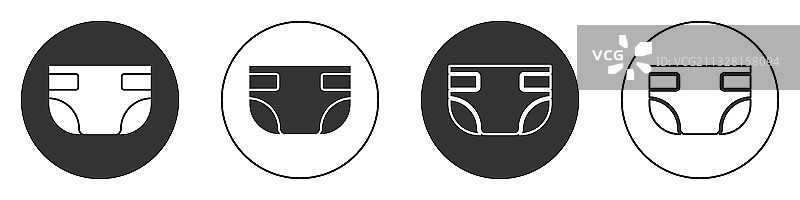 白色背景上的黑色尿布图标图片素材