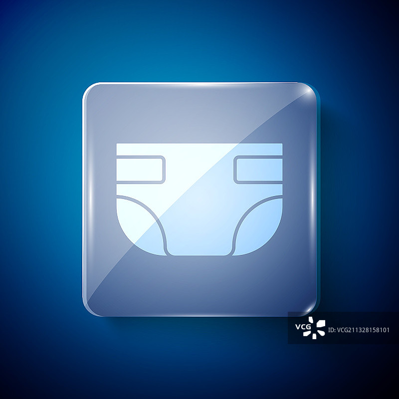 蓝色背景上隔离的白色婴儿吸水尿布图标图片素材