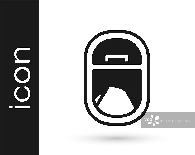 黑色飞机舷窗图标，白色背景隔离图片素材