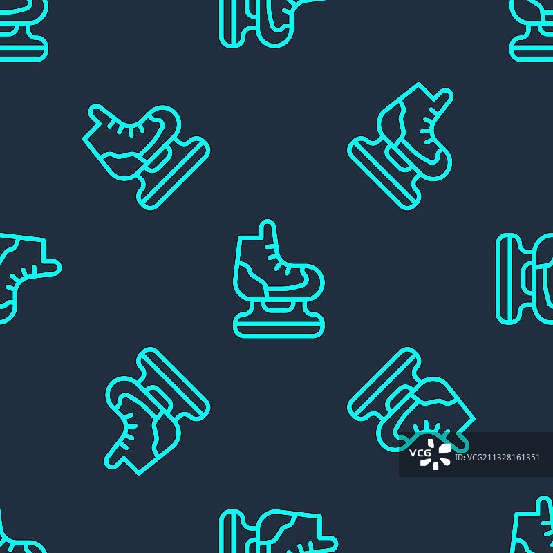 绿色线条溜冰鞋图标无缝图案图片素材