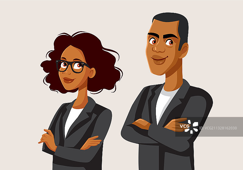 站立的非洲男女商人图片素材