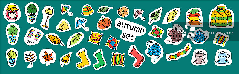 秋季舒适物品贴纸包图片素材
