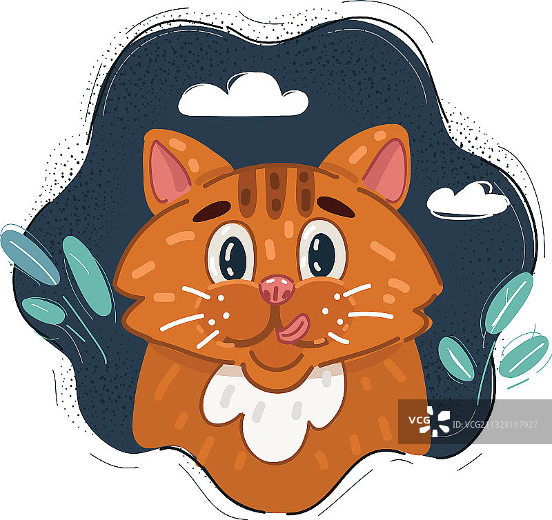 深色背景上的可爱滑稽猫脸图片素材