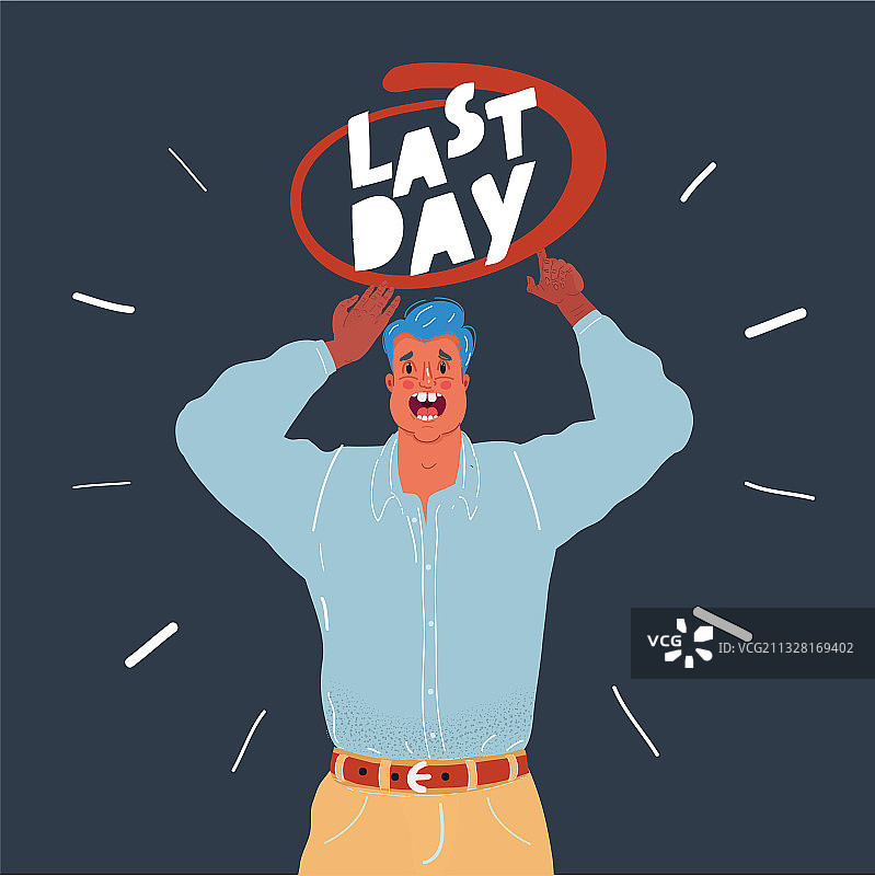 最后一天标志和哭泣的男人图片素材