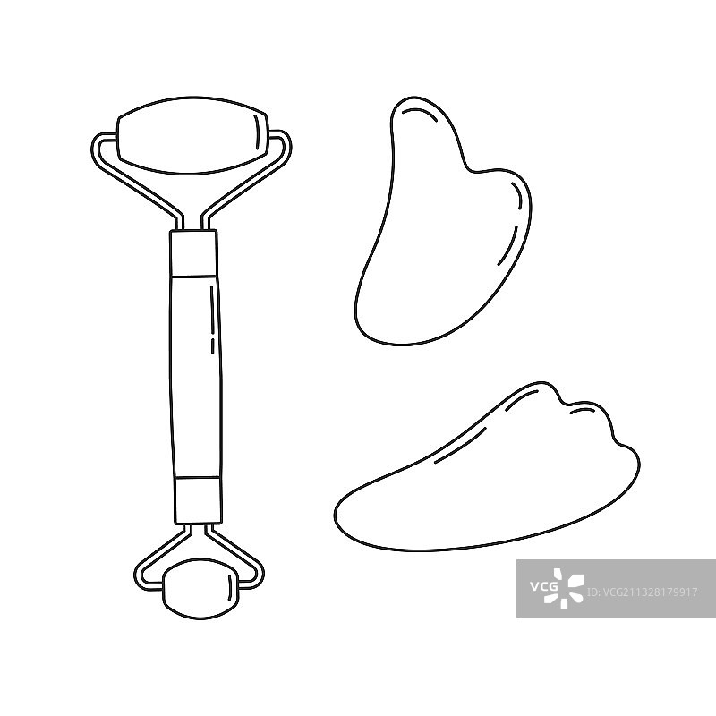 用于SPA按摩刮痧套装的护肤品图片素材