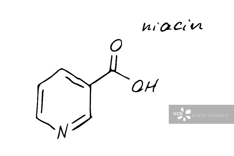 烟酸化学分子式手绘图图片素材