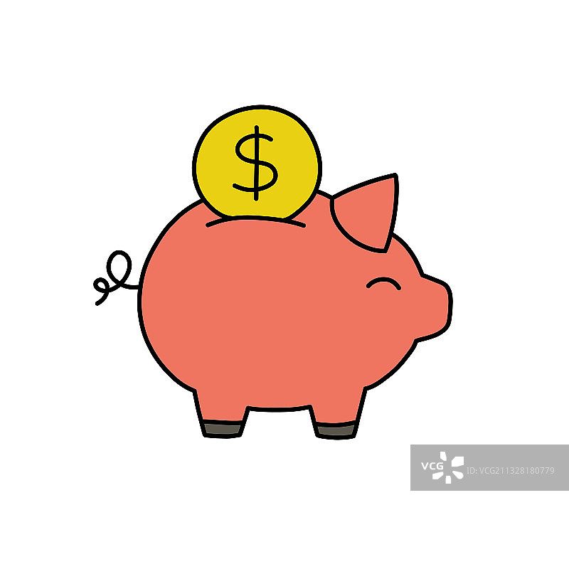 储蓄罐涂鸦图标图片素材