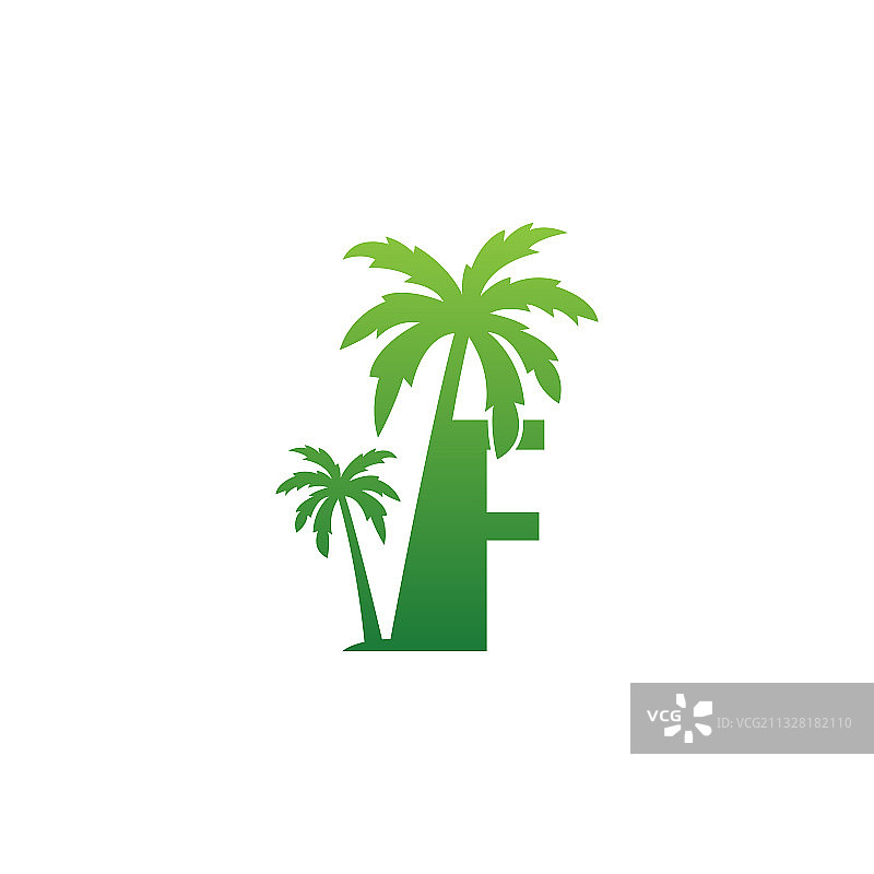 字母F标志和椰子树图标设计图片素材