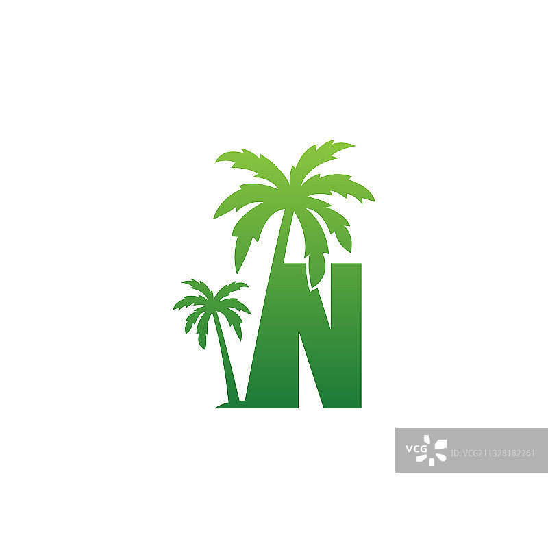 字母N标志和椰子树图标设计图片素材