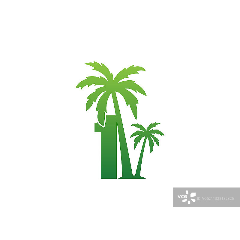 数字1 Logo和椰子树图标设计图片素材