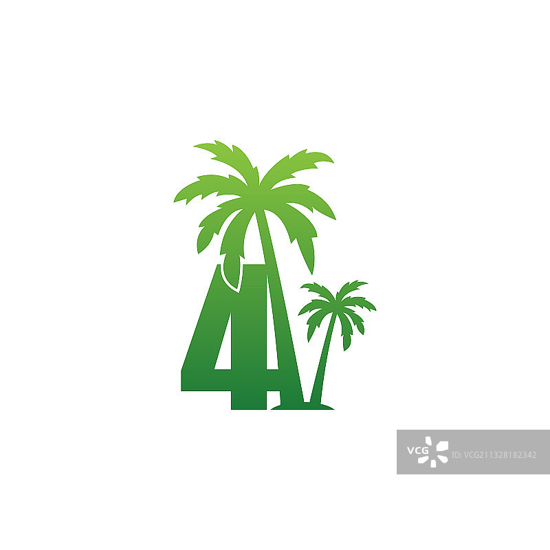 数字4和椰子树图标设计图片素材