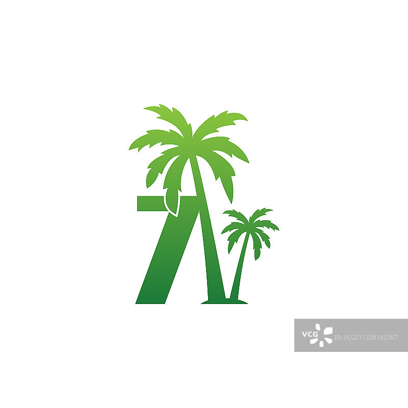 数字7和椰子树图标设计图片素材