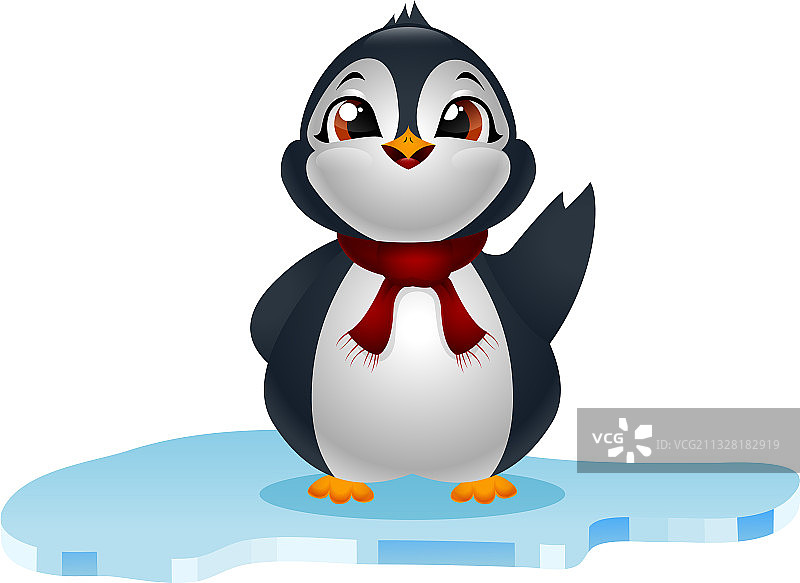 冰块上的可爱企鹅图片素材