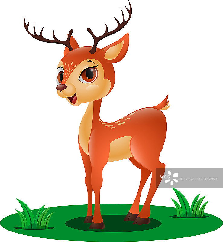 可爱的小鹿在草地上图片素材