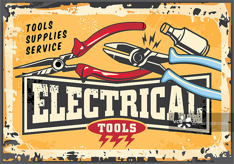 电气工具用品复古标志图片素材