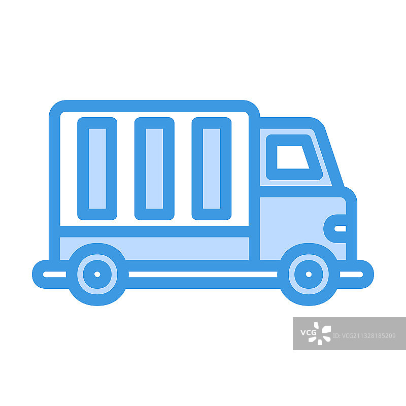 蓝色风格的送货卡车图标，适用于任何项目图片素材