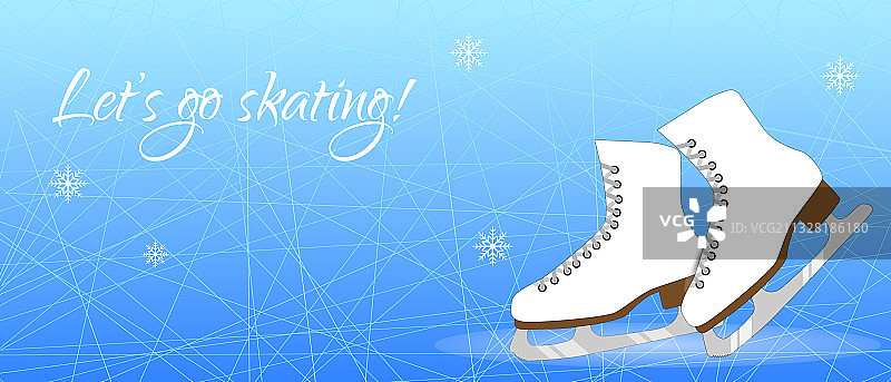 带有冰鞋的滑冰冬季节日贺卡图片素材