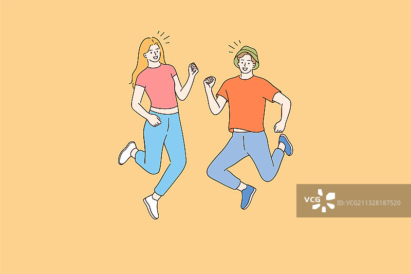 青少年快乐跳跃概念图片素材