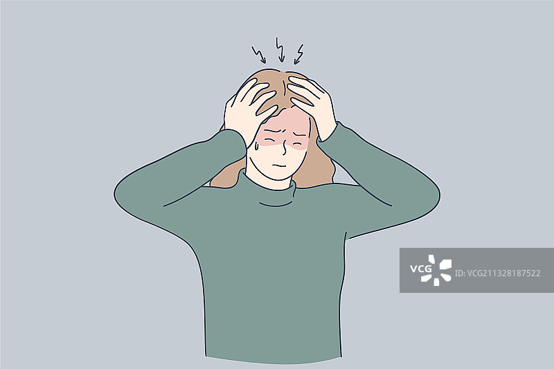 压力性头痛抑郁症概念图片素材