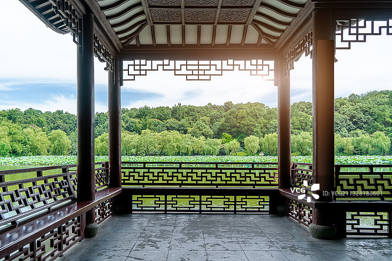 杭州著名西湖园林风景图片素材