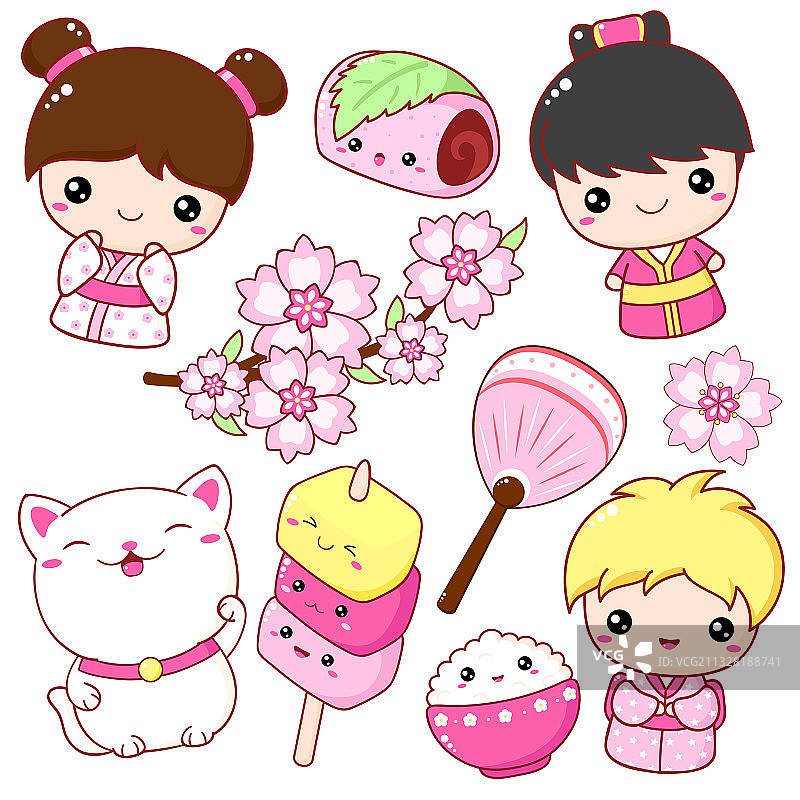 可爱日式风格图标合集图片素材