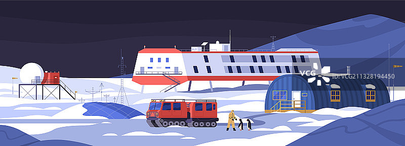 南极极地站夜景图片素材