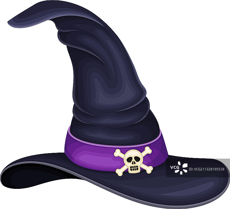 宽边女巫黑色锥形帽图片素材