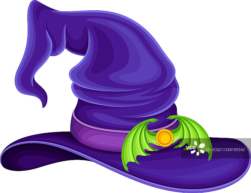 紫色锥形皇冠带帽带的女巫帽子图片素材