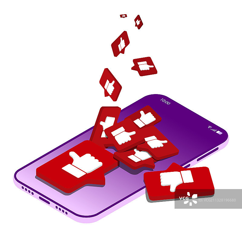 智能手机屏幕上显示的赞图片素材