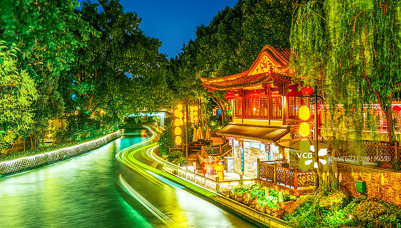 南京夫子庙秦淮河风光夜景图片素材