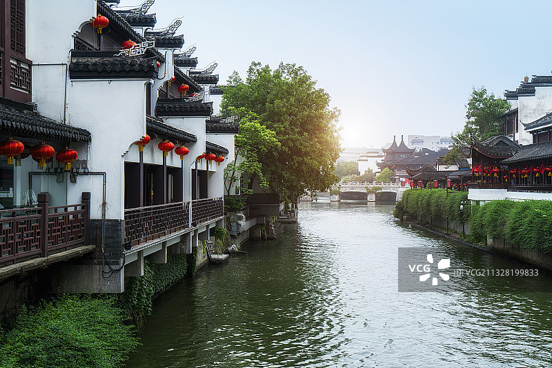 南京夫子庙秦淮河风光图片素材