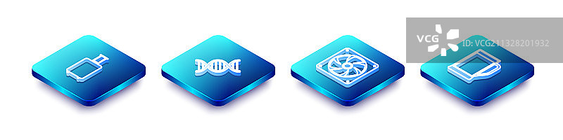 2.5D线条旅行箱与DNA符号图片素材