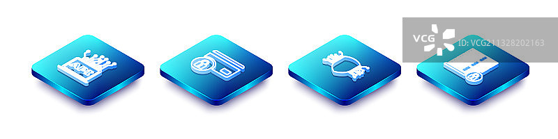 2.5D等距线电脑API界面信用卡图片素材