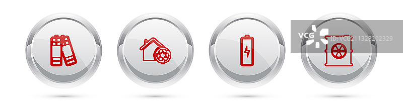 可回收环保房屋线条图标合集图片素材