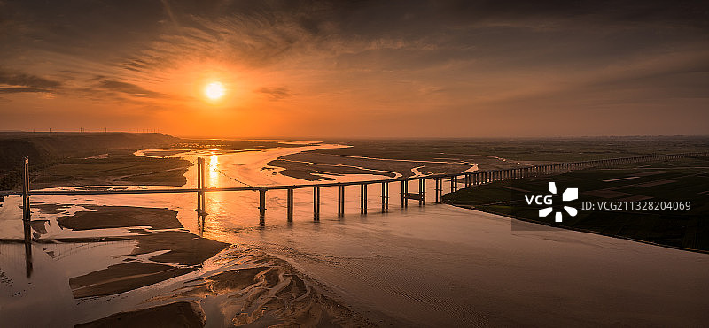日落黄河图片素材