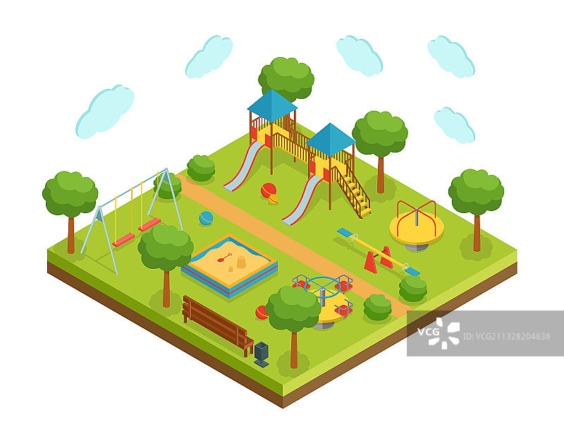 2.5D儿童游乐场，白色背景图片素材