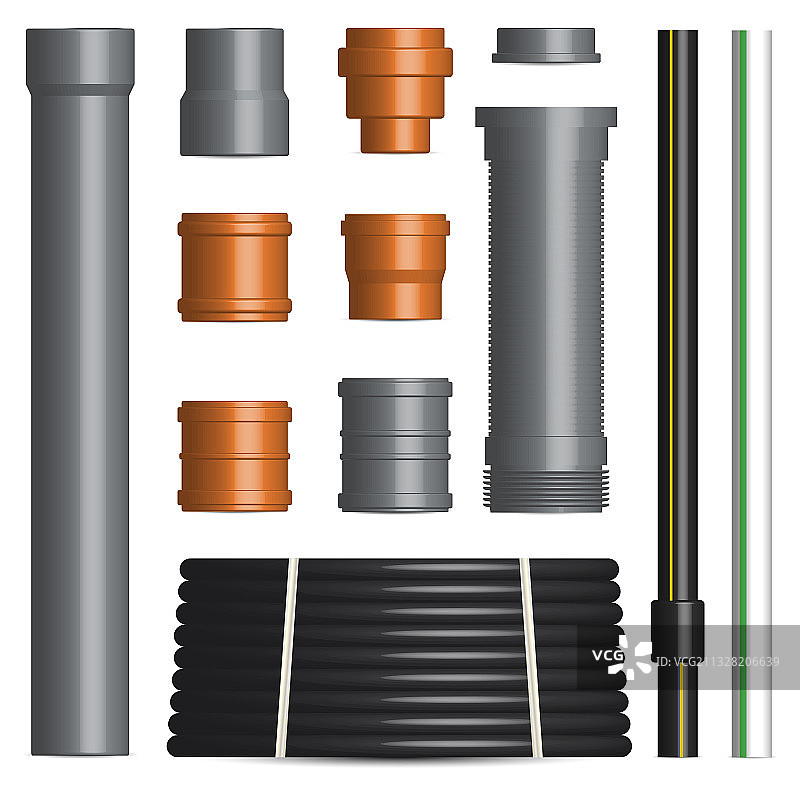 带连接器的塑料管材合集图片素材