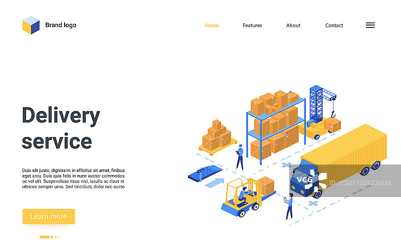 2.5D配送物流服务着陆页图片素材