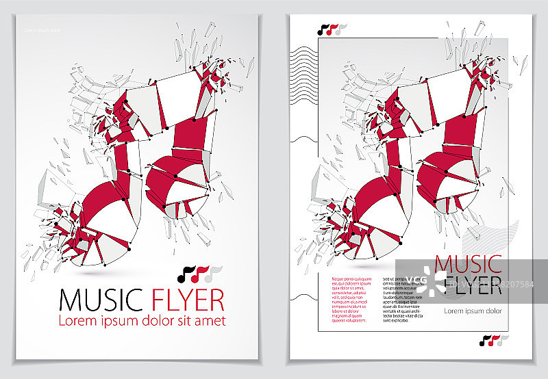 破碎爆炸的3D音符图片素材