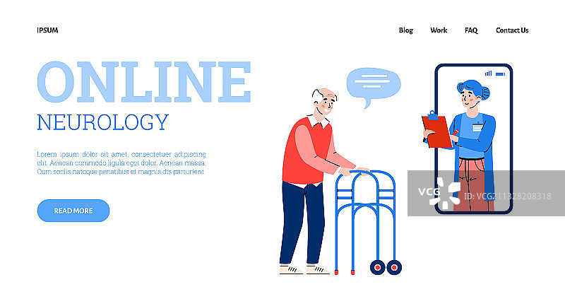 在线神经内科医疗网站页面模板图片素材