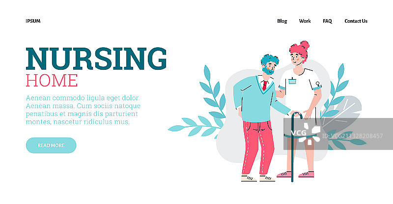 带有护士和老年人的疗养院网站图片素材