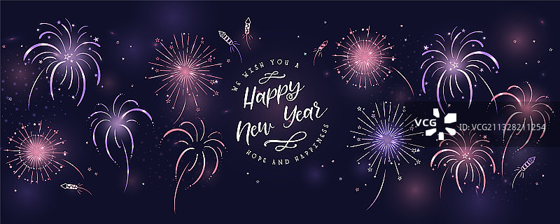 手绘烟花和排版设计图片素材