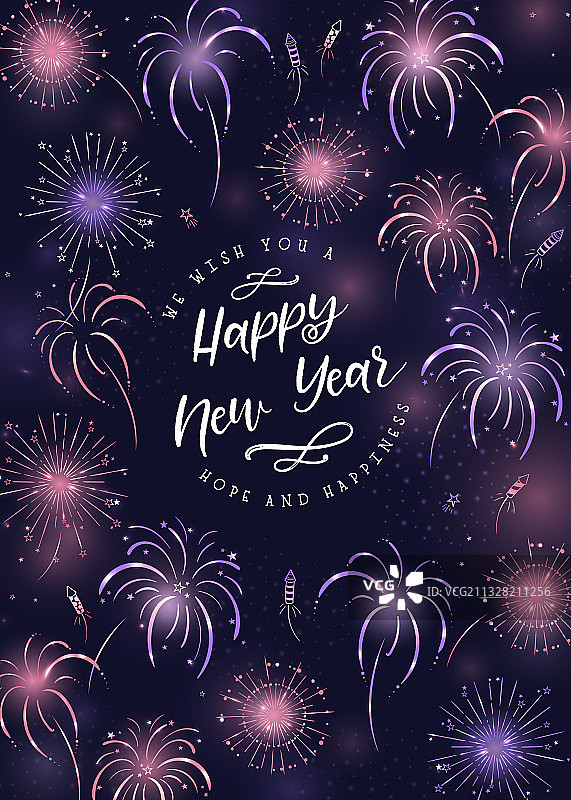 手绘烟花和排版设计图片素材