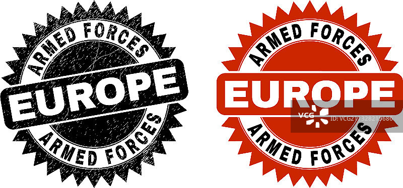 带欧盟旗帜的武装部队黑色花结印章图片素材