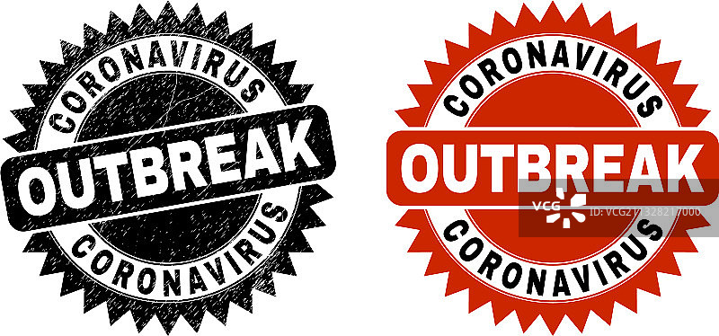 新型冠状病毒爆发黑色花环印章图片素材