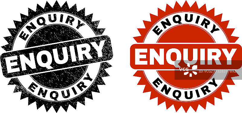 带有腐蚀效果的ENQUIRY黑色花环邮票图片素材
