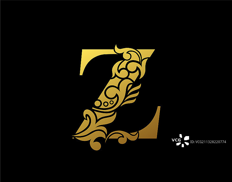优雅的金色字母Z装饰风格图片素材