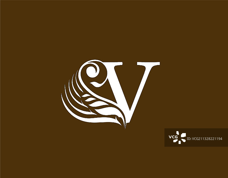 V字母皇室风格花卉经典标志图片素材