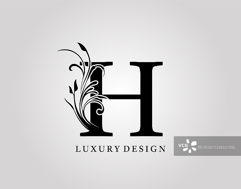 复古H字母花卉设计经典字母组合图片素材